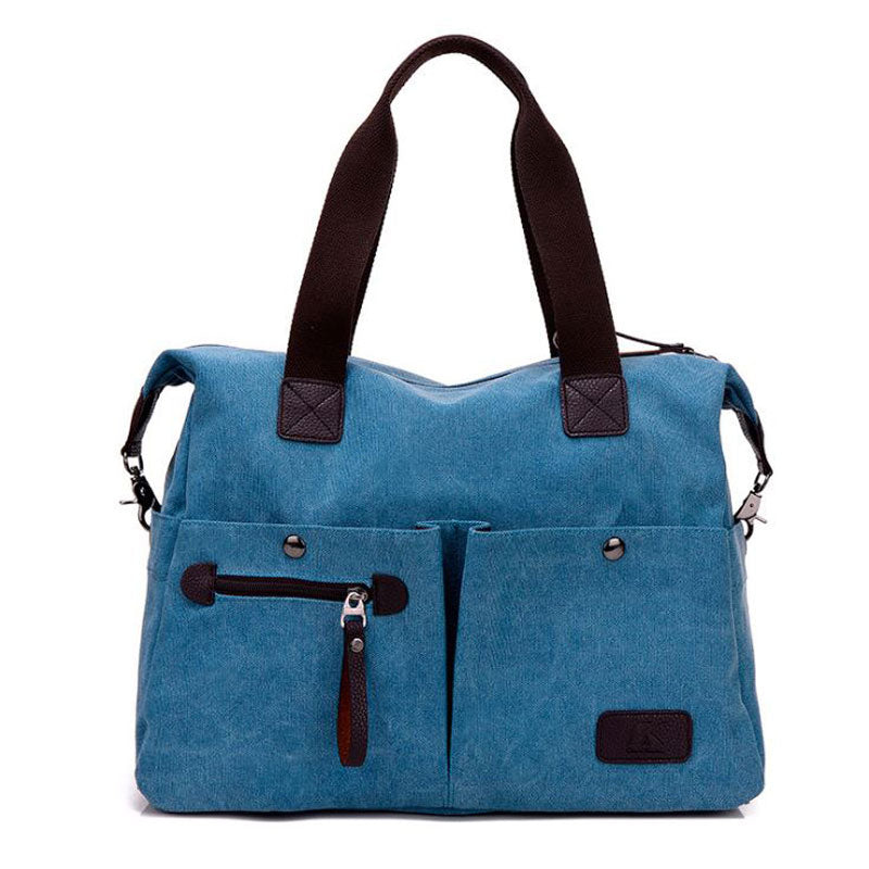 Unisex Canvas Multiple-pockets Shoulder Bag Handbags Travel Totes Purses