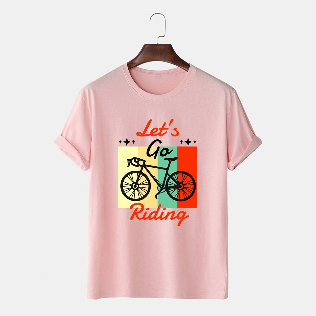 Men's Riding Crewneck T Shirt Bicycle Graphic Print I Love Riding Tee