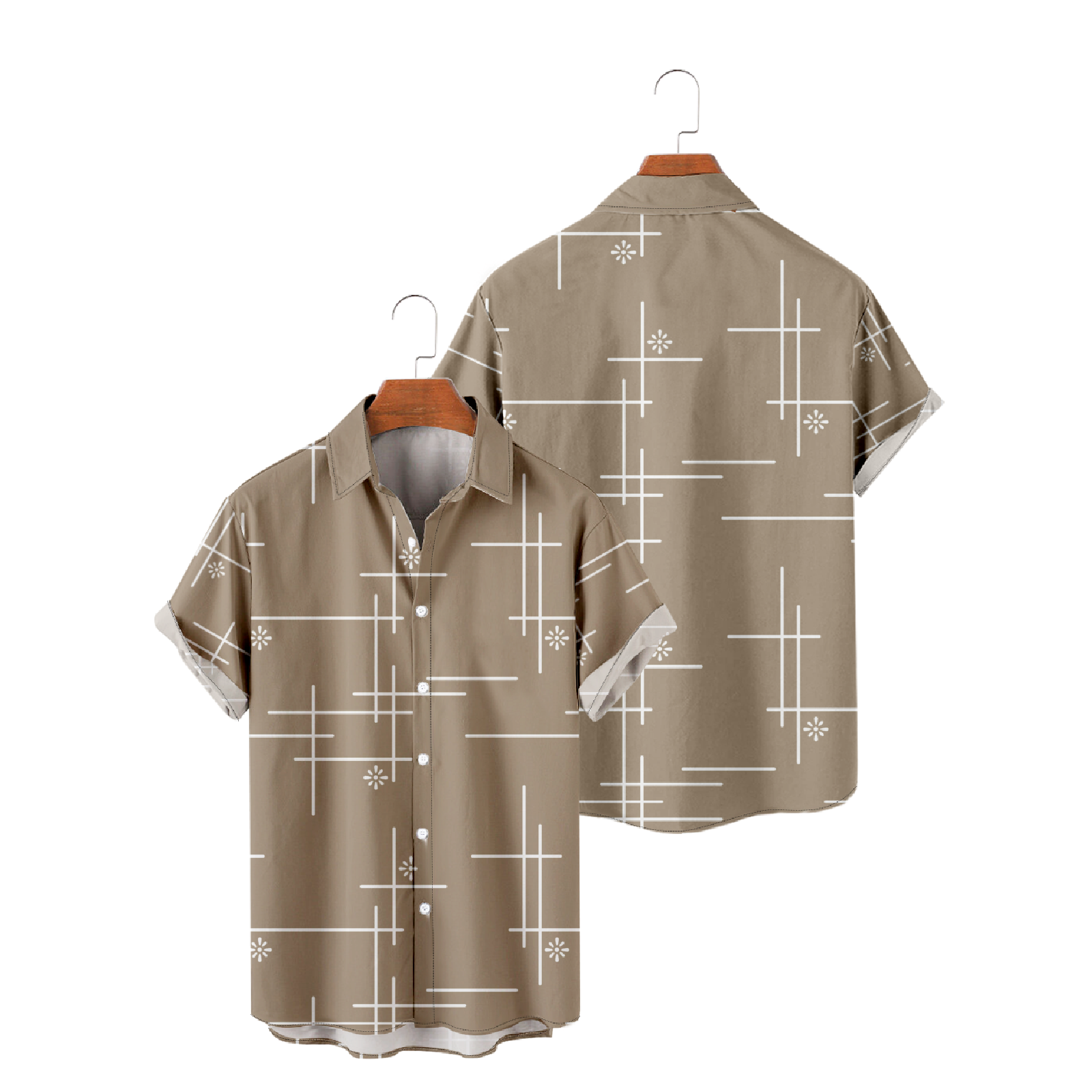 Striped and Flower Print Hawaiian Shirt Button Up Short Sleeve Summer Thin Tops uhoodie Casual Shirt