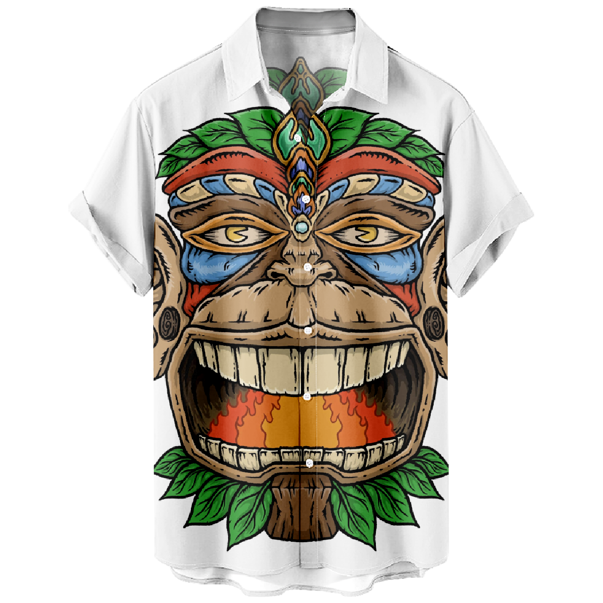 Tiki Monkey Hawaiian Shirt Men's Button Up Shirt Short Sleeve Summer Breathable Shirt
