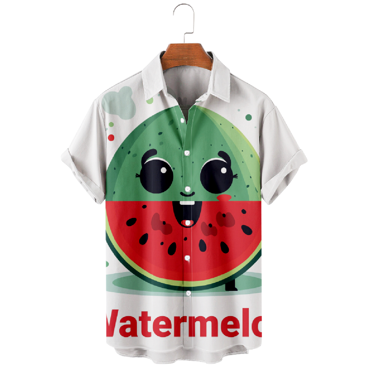 Cute Watermelon Button-Up Shirt Mens Short Sleeve Shirt Summer Shirt