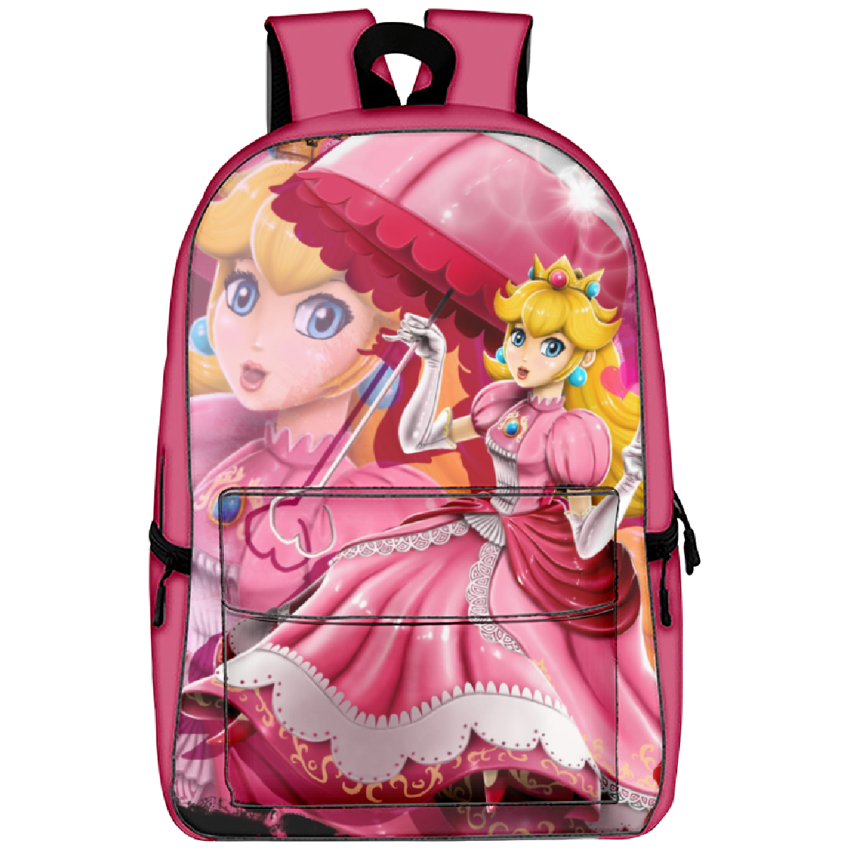 Princess Peach Backpack Kids Princess Allover Print School Bag Girl's Backpack Large Capacity Ideal Present