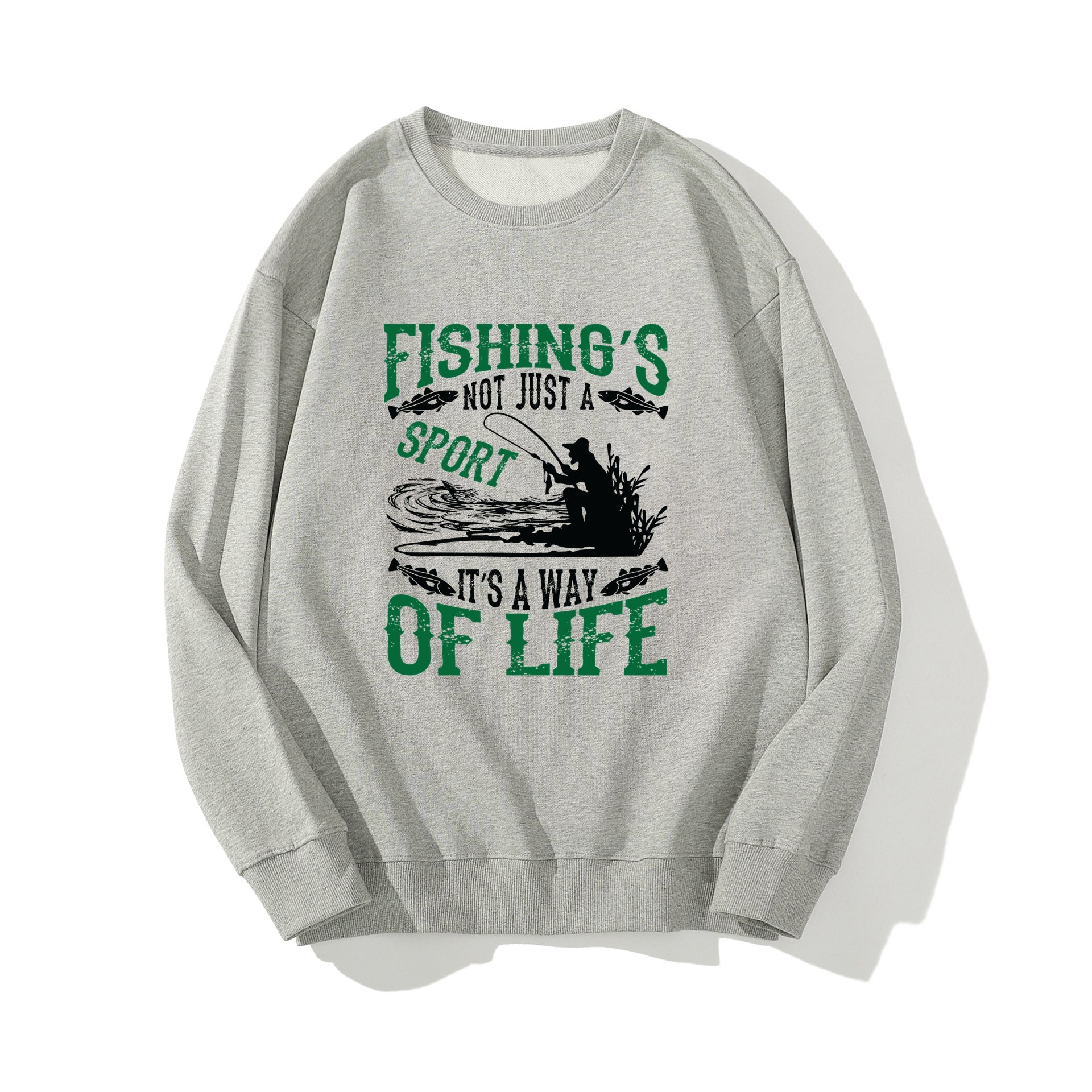 Men Fishing Graphic Printed Sweater Autumn Winter Cotton Tops Casual Tops