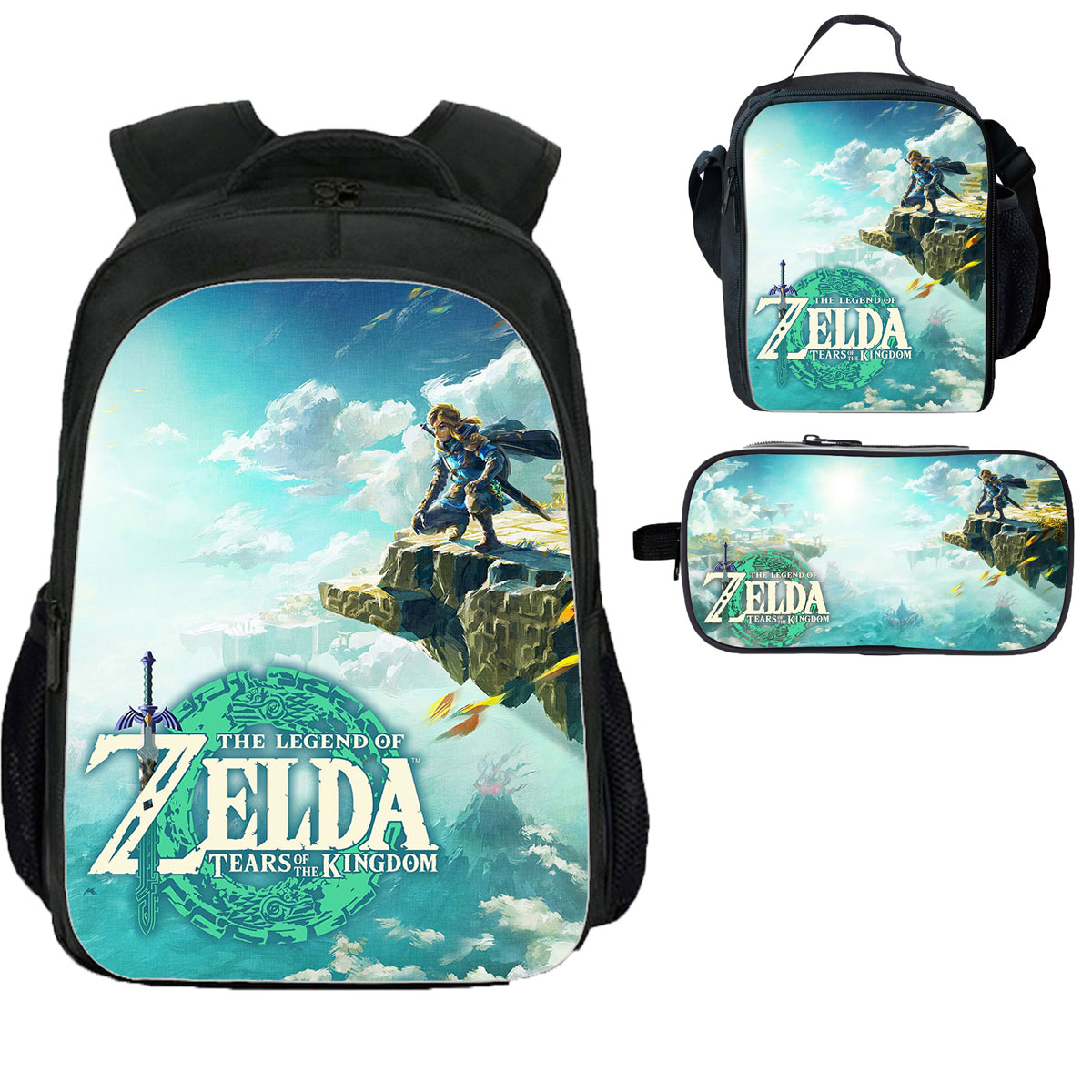 The Legend of Zelda School Backpack Lunch Bag Pencil Case 3 Pieces 