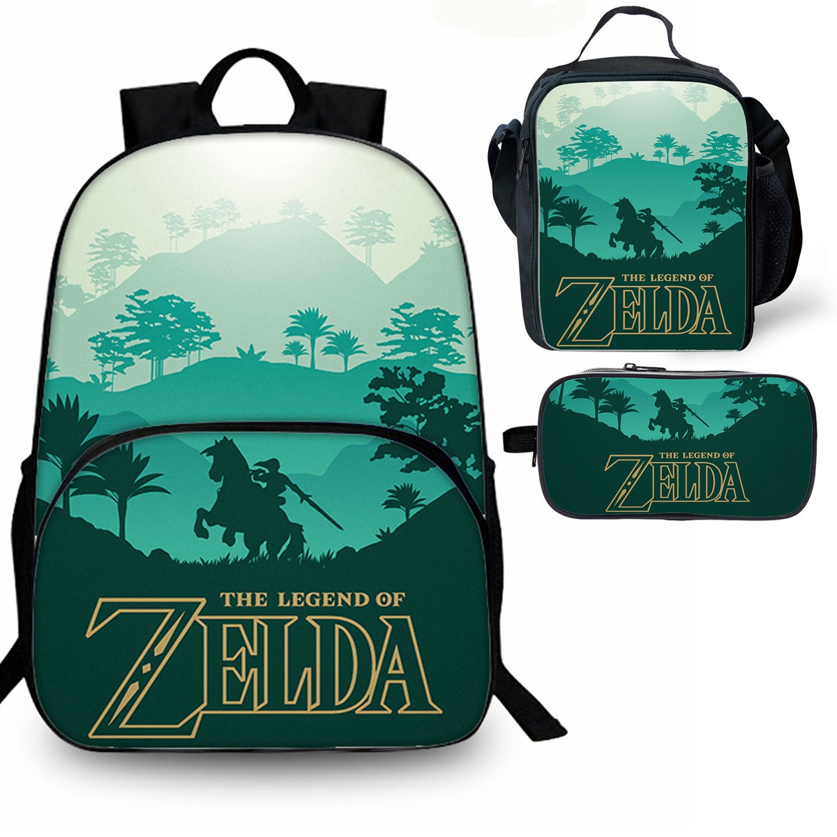 Zelda 15 inches School Backpack Lunch Bag Pencil Case 3 Pieces Combo