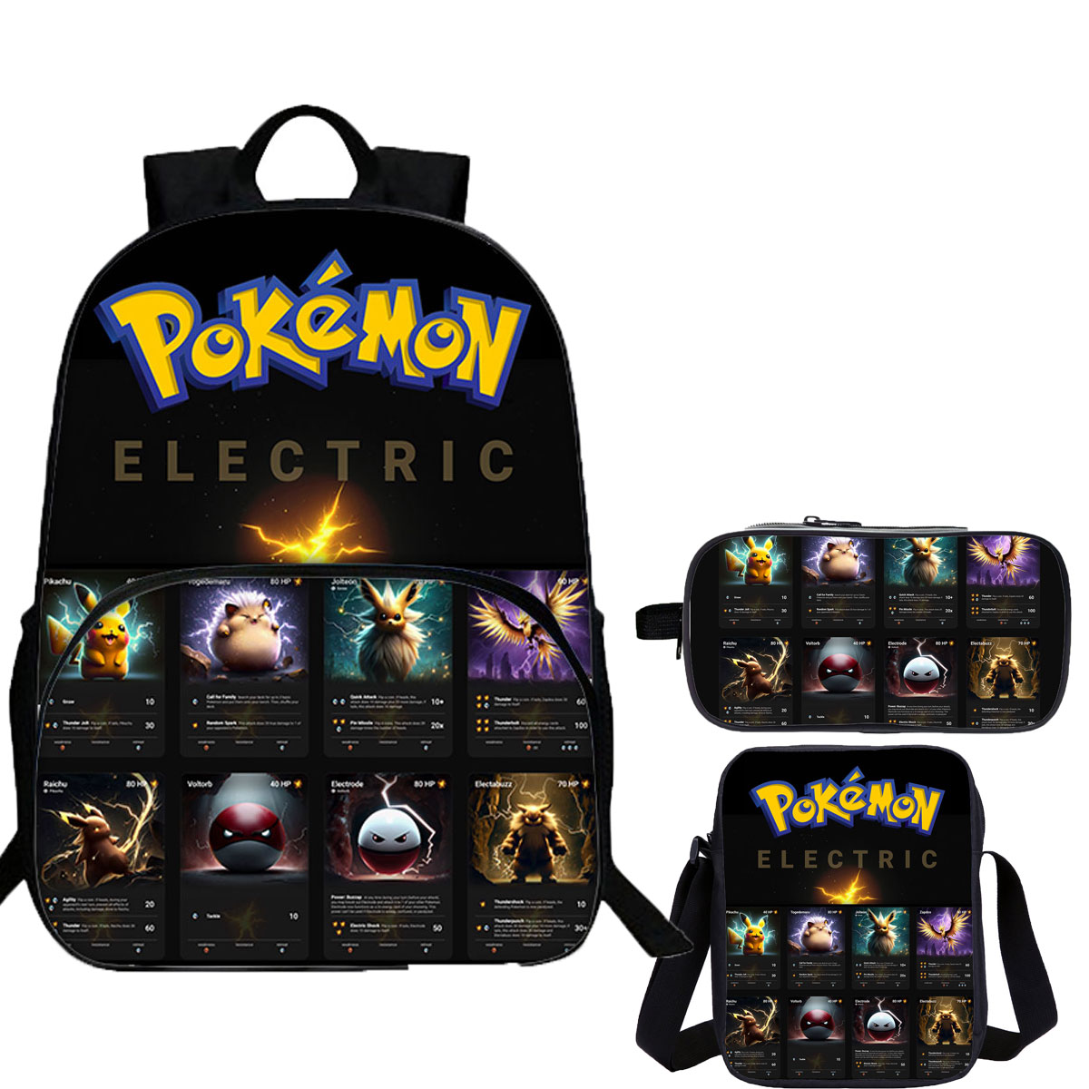 Pokemon 15 inches School Backpack Shoulder Bag Pencil Case 3 Pieces Combo