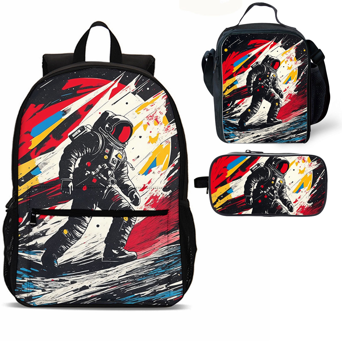 Astronaut 3 Pieces Combo 18 inches School Backpack Lunch Bag Pencil Case