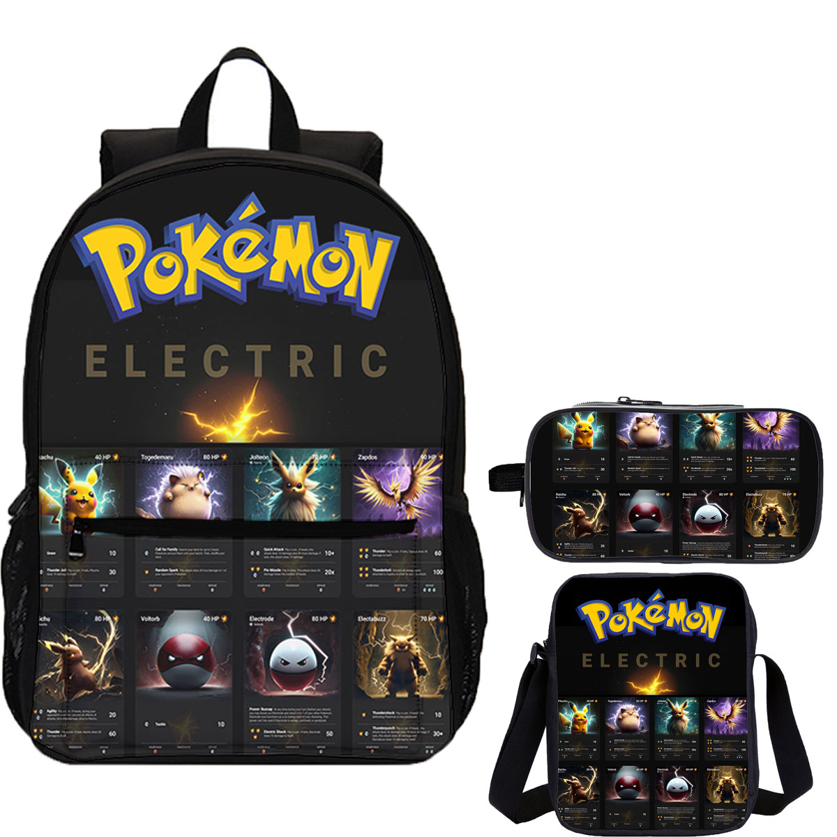 Pokemon 3 Pieces Combo 18 inches School Backpack Shoulder Bag Pencil Case