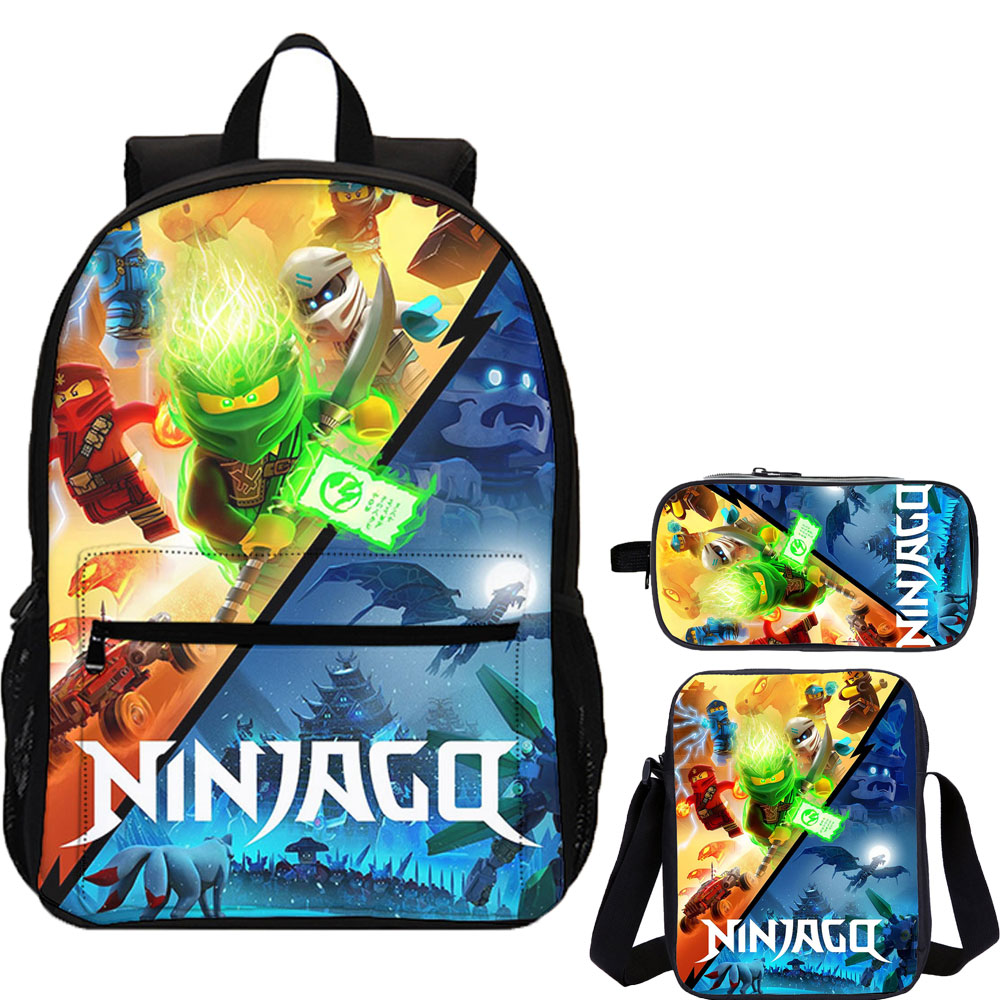 Ninjago 3 Pieces Combo 18 inches School Backpack Shoulder Bag Pencil Case