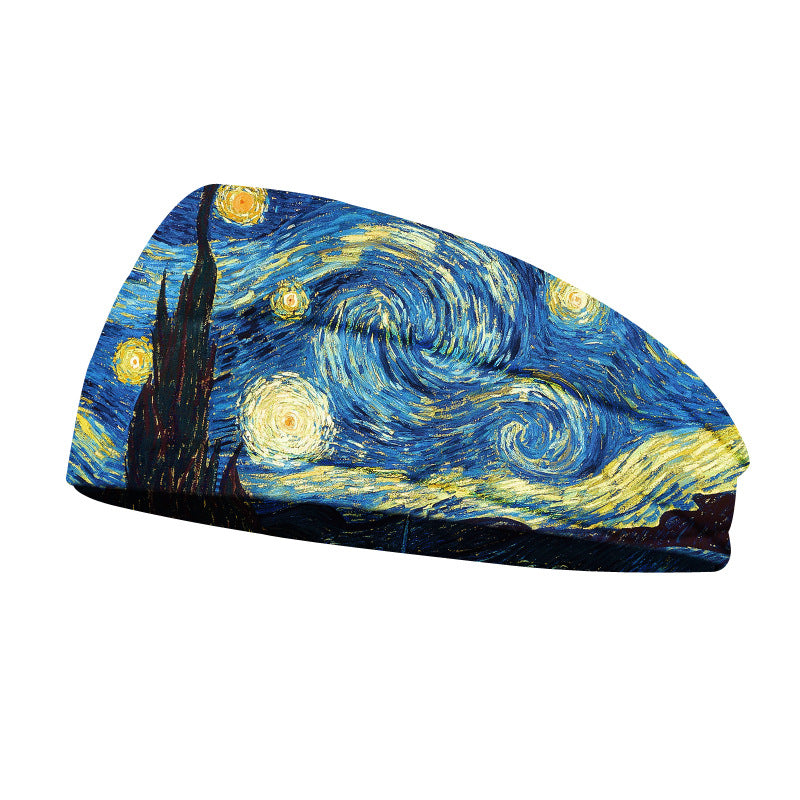 Oil Painting Sports Headbands Quick Dry Headband Soft Breathable