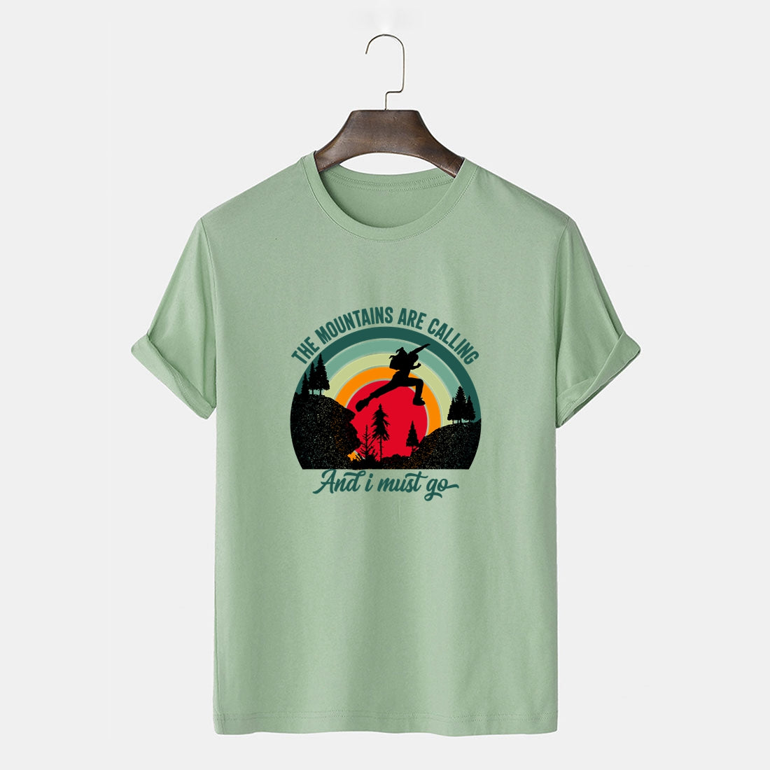 Hiking Graphic Tee Shirt Crewneck Tee Cotton Tops Single Side Print