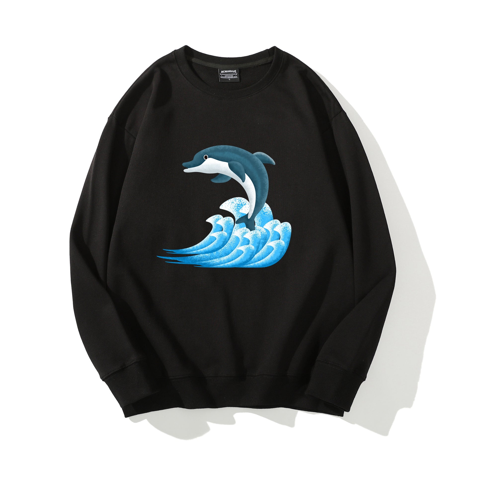 Men Dolphin Sweater Jumping Dolphin Graphic Printed Sweatshirt