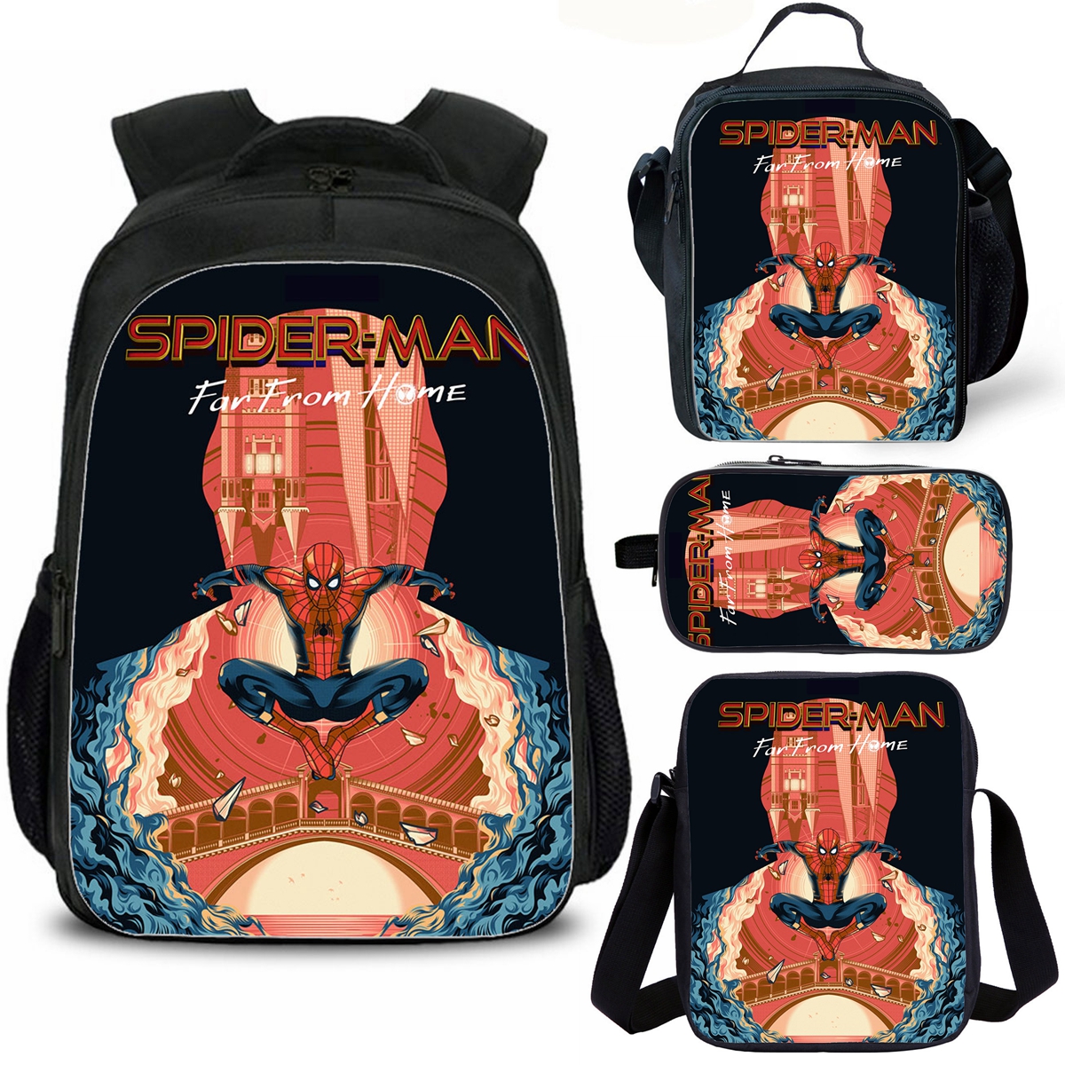Spider-Man Far From Home Kids Backpack Lunch Bag Shoulder Bag Pencil Case Pop School Merch