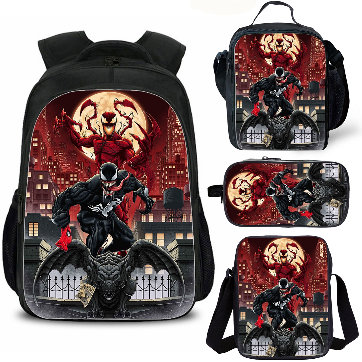 Venom Kids School Backpack Insulated Lunch Bag Shoulder Bag Pencil Case Venom Merch