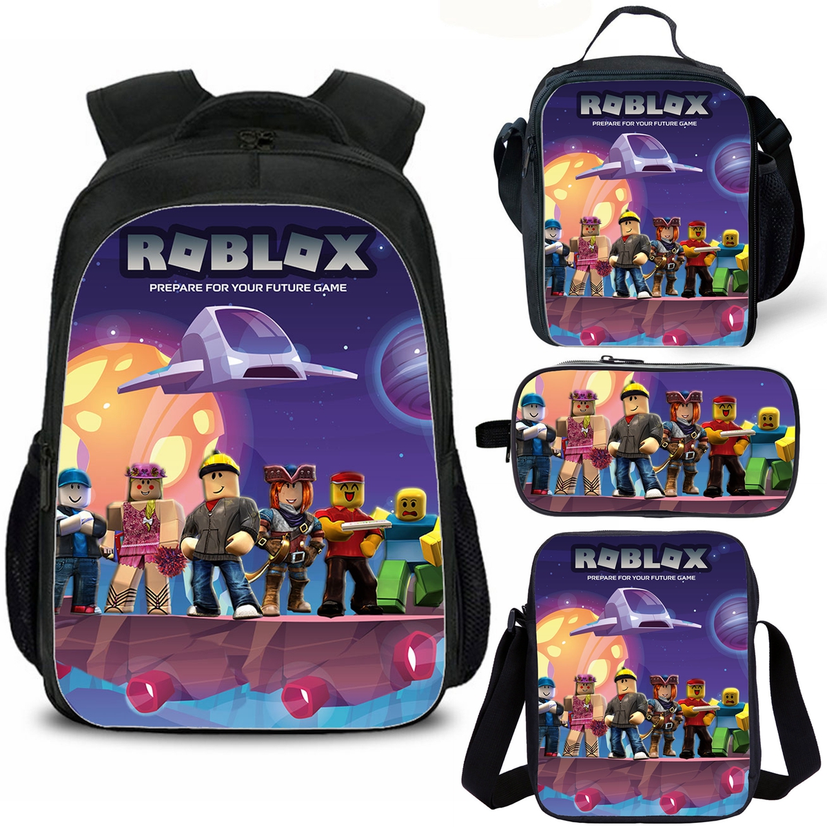 Roblox Kids School Backpack Insulated Lunch Bag Shoulder Bag Pencil Case 