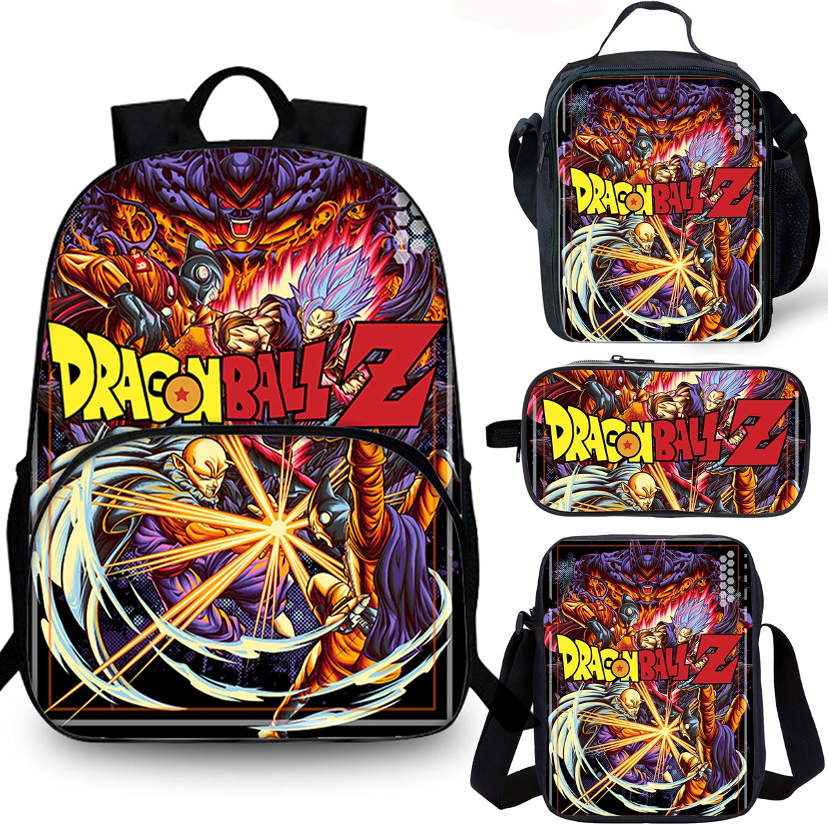 Kids Dragon Ball School Merch 15" Backpack Insulated Lunch Bag Shoulder Bag Pencil Case