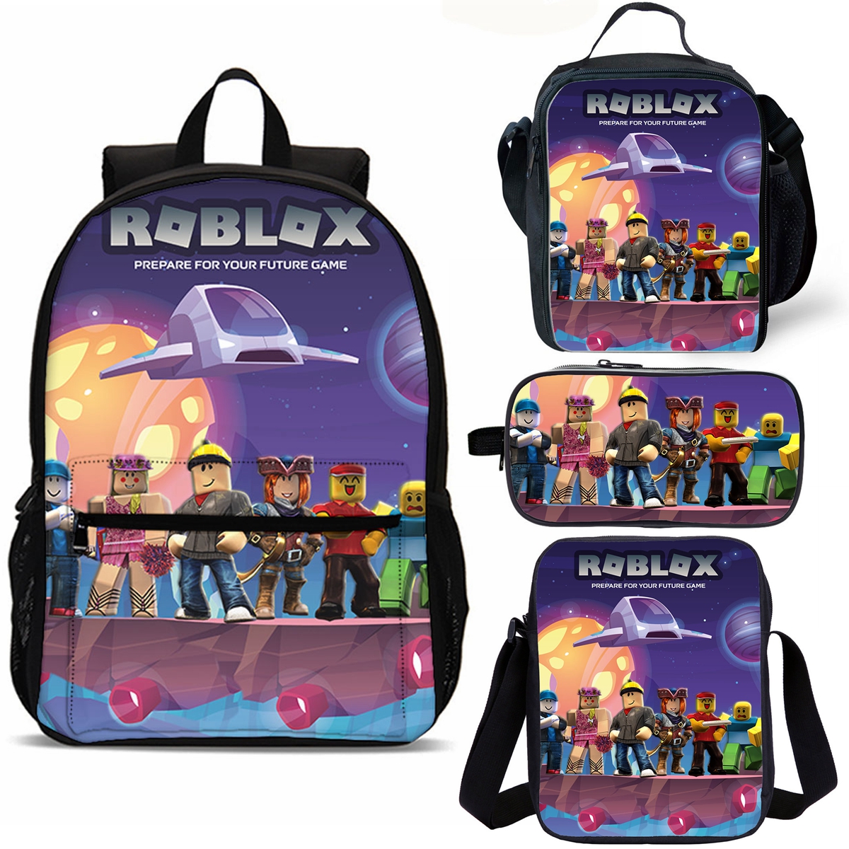 Trendy Roblox Kids School Merch 18" School Backpack Lunch Bag Shoulder Bag Pencil Case
