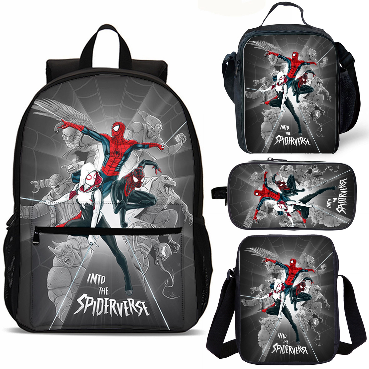 Spiderman: Into the Spider-Verse School Merch 18" School Backpack Lunch Bag Shoulder Bag Pencil Case