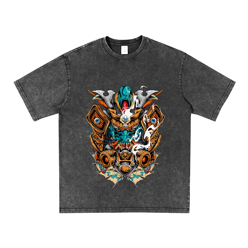 Ninja Graphic Heat Transfer T Shirt Vintage Style Cotton Made Short Sleeves 