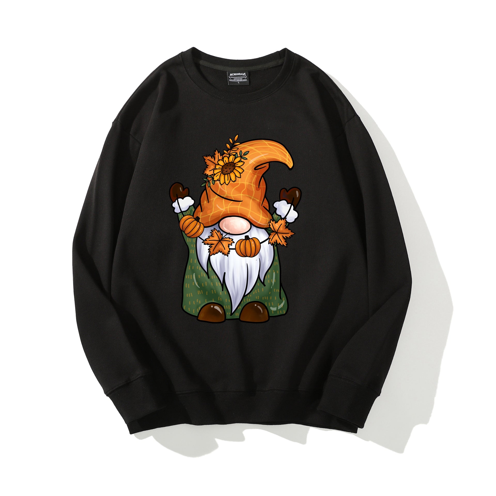 Thanksgiving Gnome Sweatshirt Cute Cartoon Print Crewneck Cotton Tops