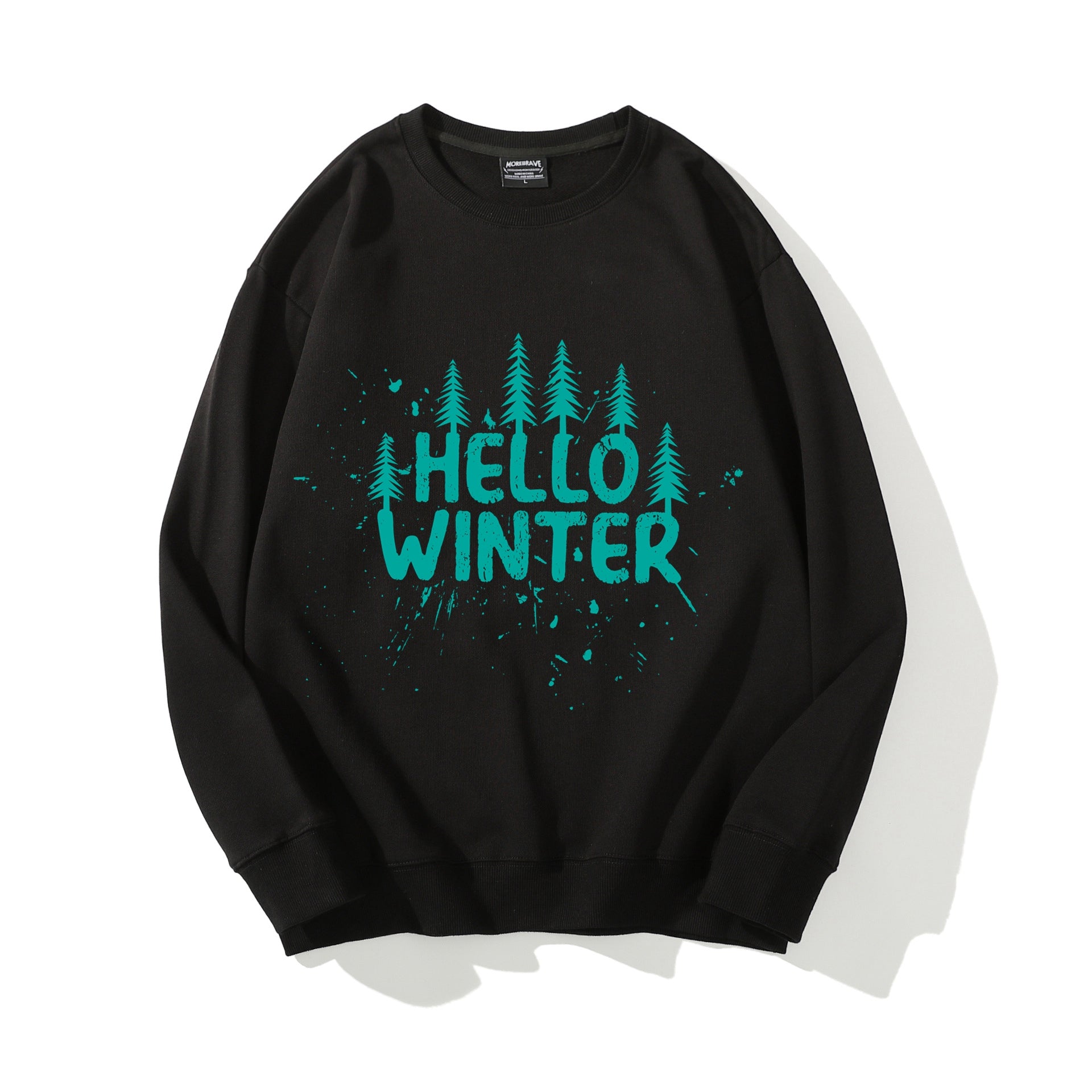 Hello Winter Crewneck Sweatshirt Men Winter Graphic Sweater Trendy Tops