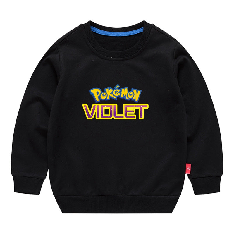 Kid's Pokemon Violet Crew Neck Sweatshirt Cotton Tops Winter Clothing
