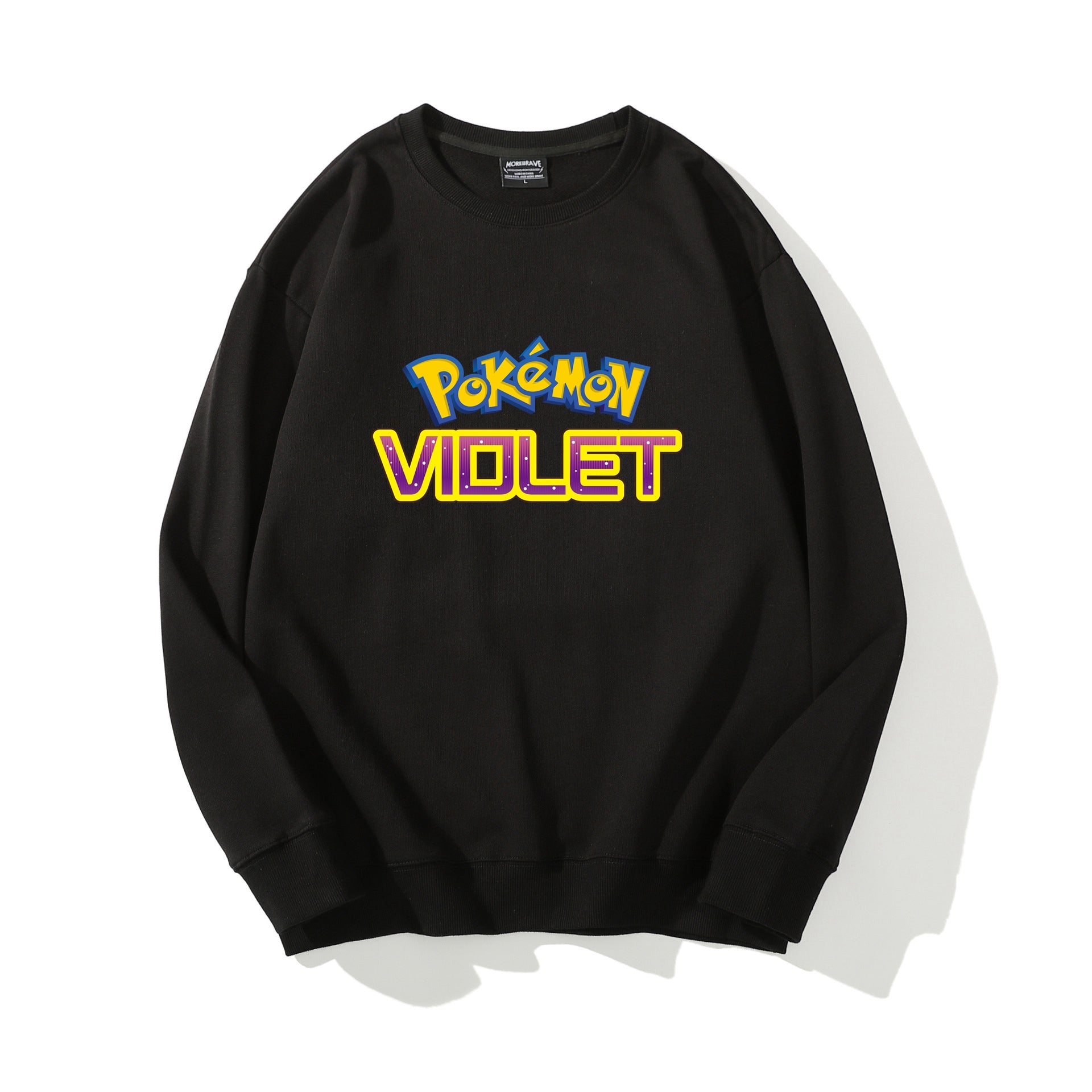 Pokemon Violet Crew Neck Sweatshirt for Men Cotton Tops Winter Clothing