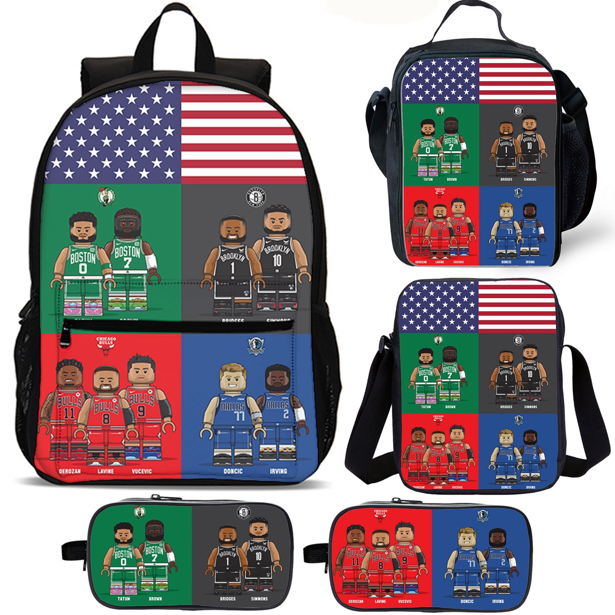 Basketball All-Star School Merch 18" School Backpack Lunch Bag Shoulder Bag Pencil Case
