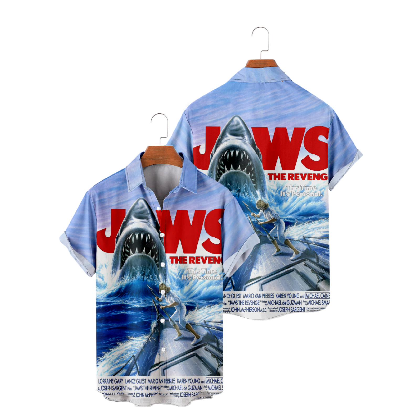 Jaws Shark Hawaiian Shirt Short Sleeve Summer Shirt Button Up Straight Collar uhoodie Tops