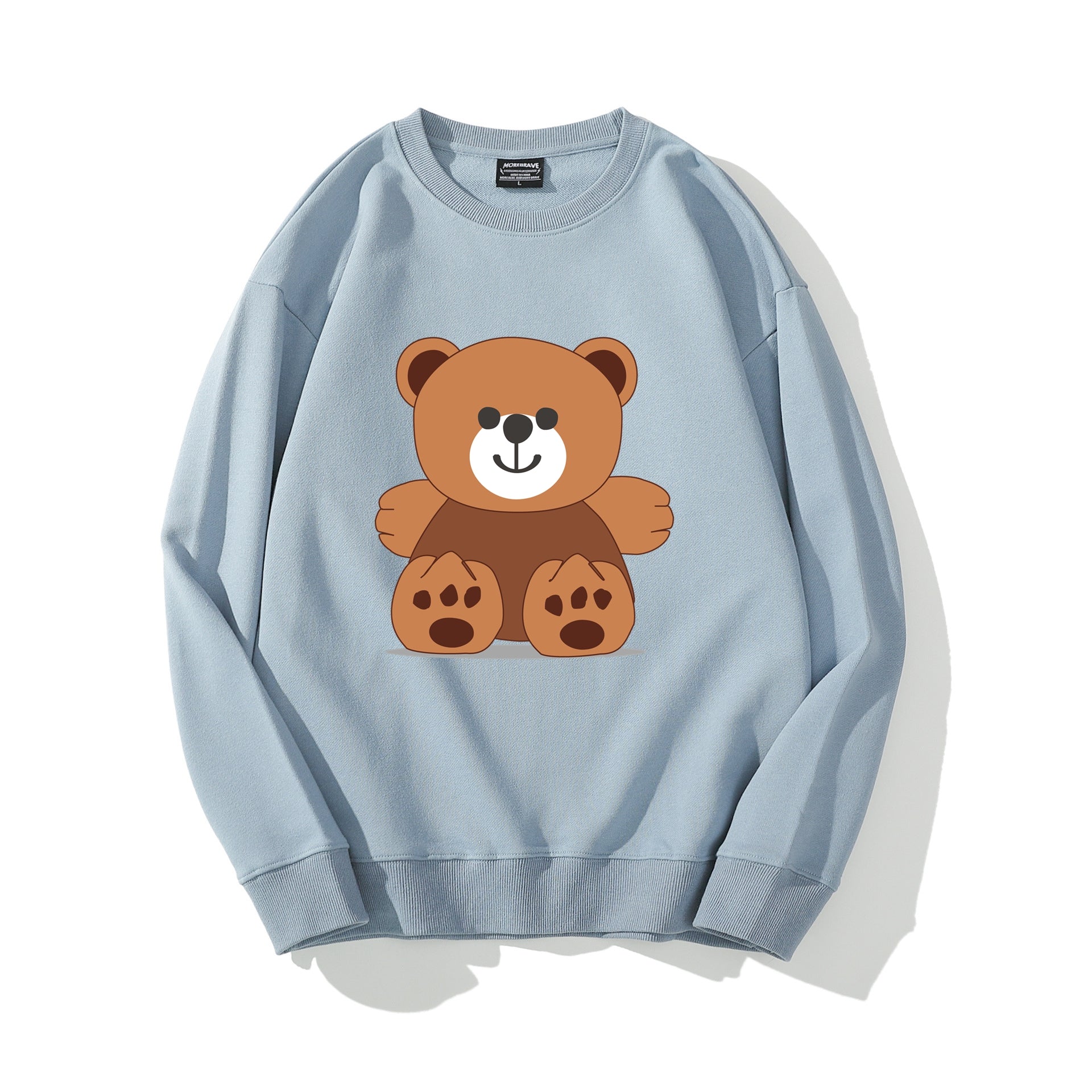 Men's Bear Graphic Crewneck Medium Thickness Regular Fit Sweatshirt Cotton Sweater