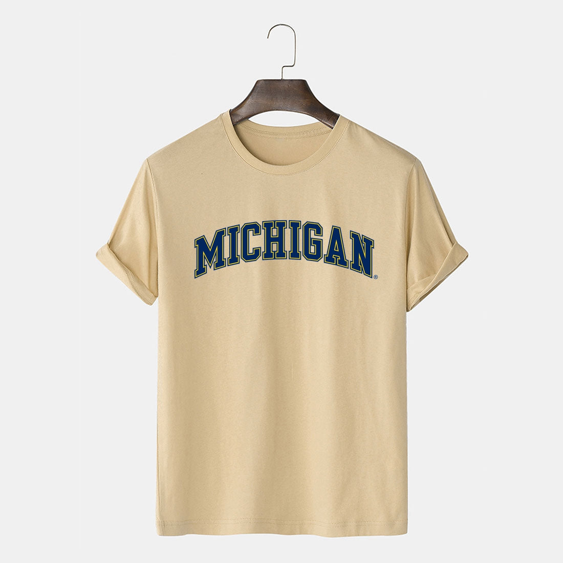 Michigan Letter Print Men's T Shirt Regular Fit Tee Short Sleeves Cotton Merch
