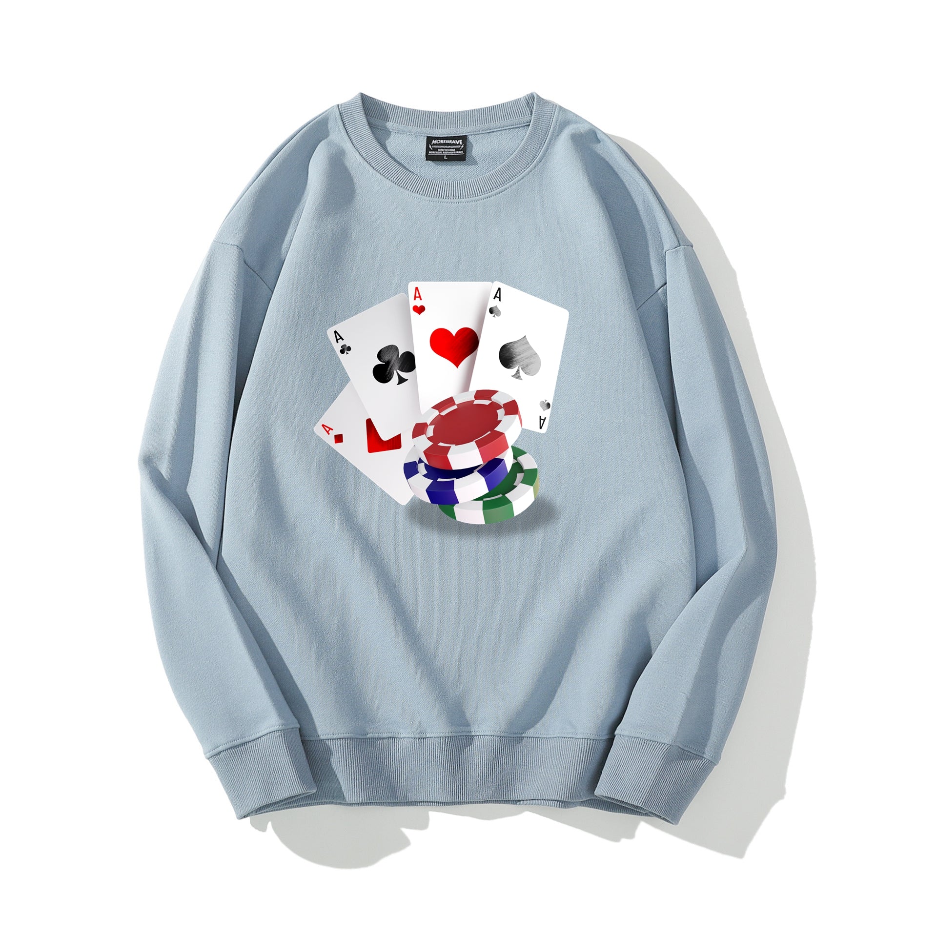 Men Poker Sweatshirt 4 Aces Graphic Printed Sweater Trendy Tops