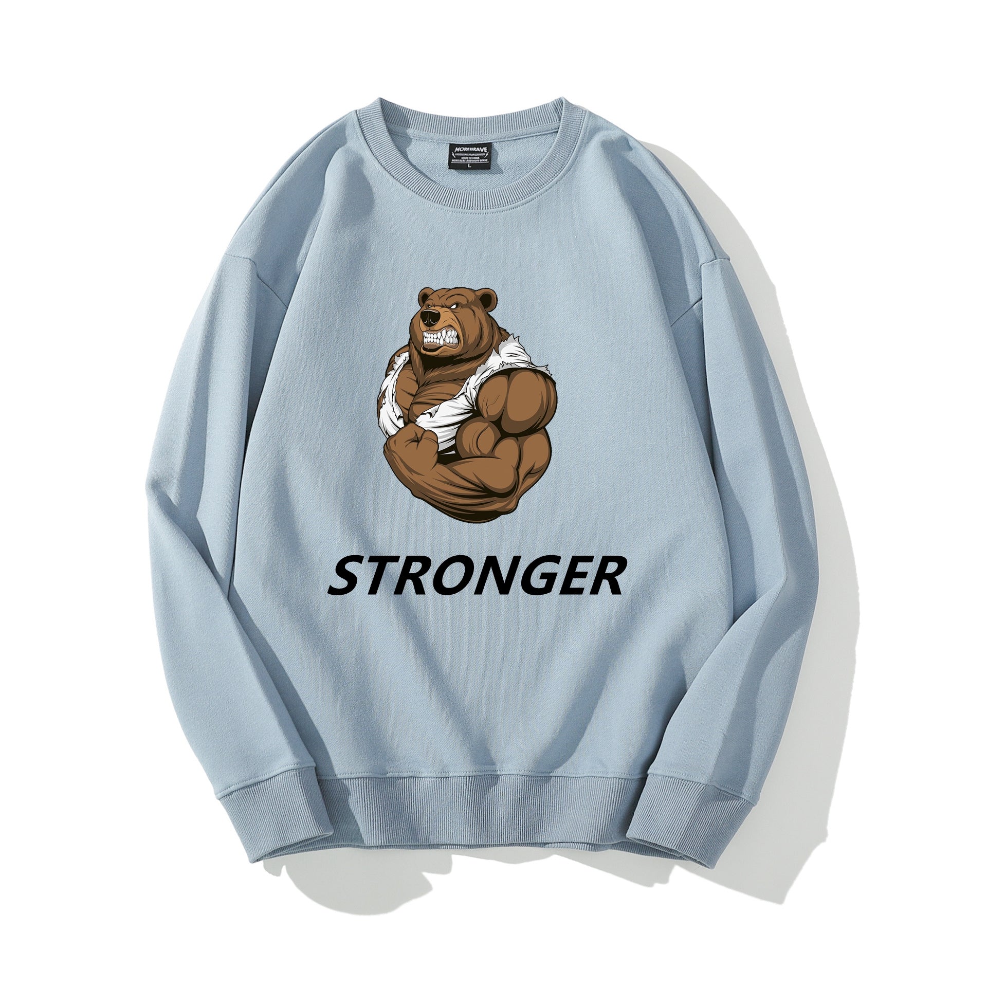 Gym Bear Graphic Sweater Workout Bear Sweatshirt for Men