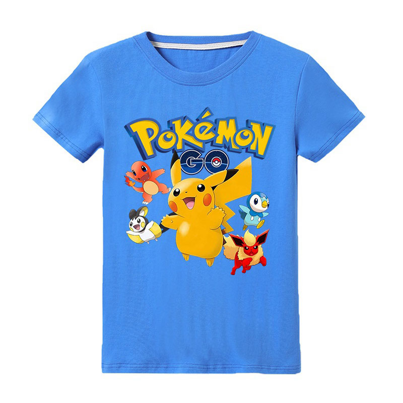 Kid's Pokemon Graphic T-Shirt Round Neck Short Sleeves Cotton Made Ideal Gift