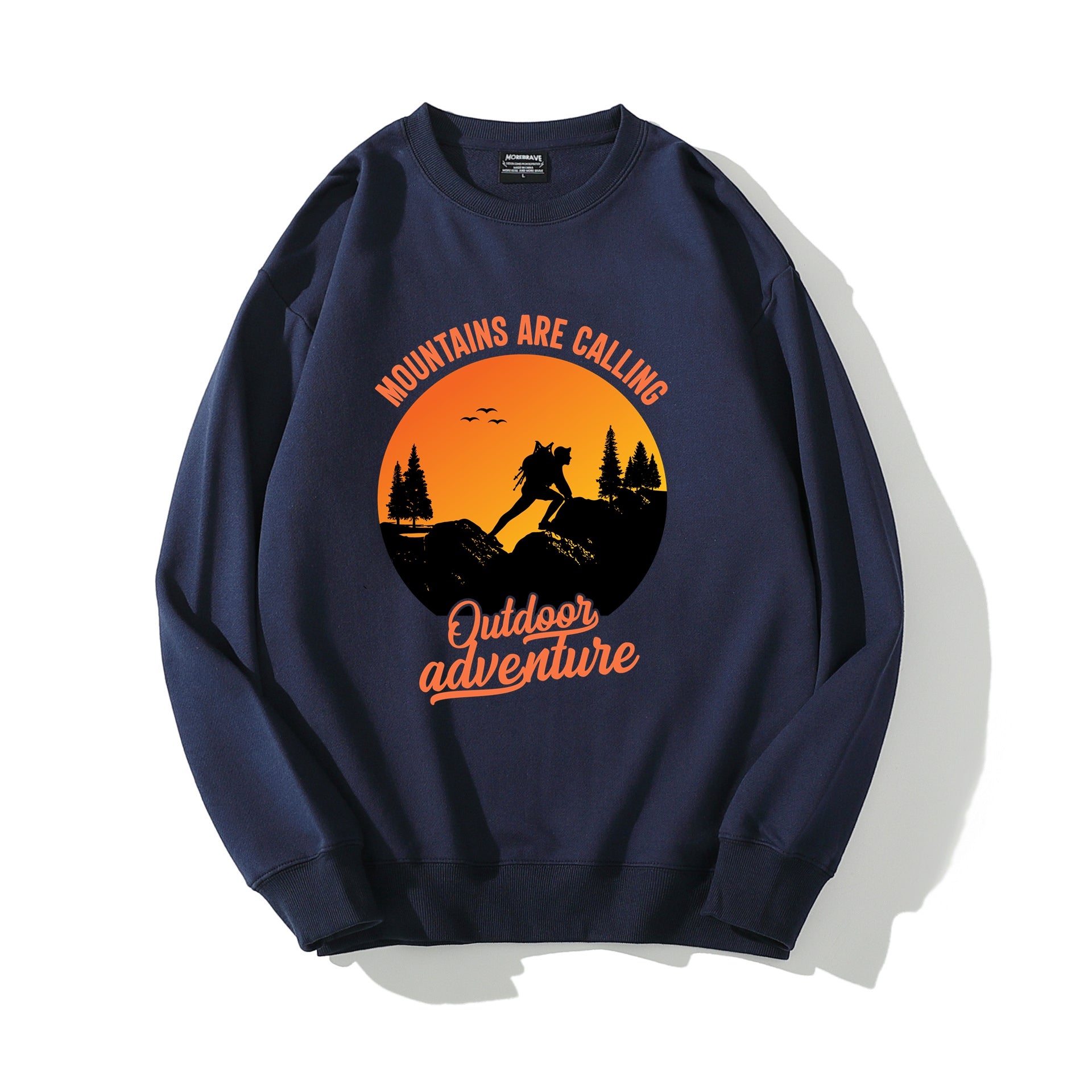 Men Outdoor Adventure Sweater Mountain Are Calling Printed Long Sleeves Sweatshirt