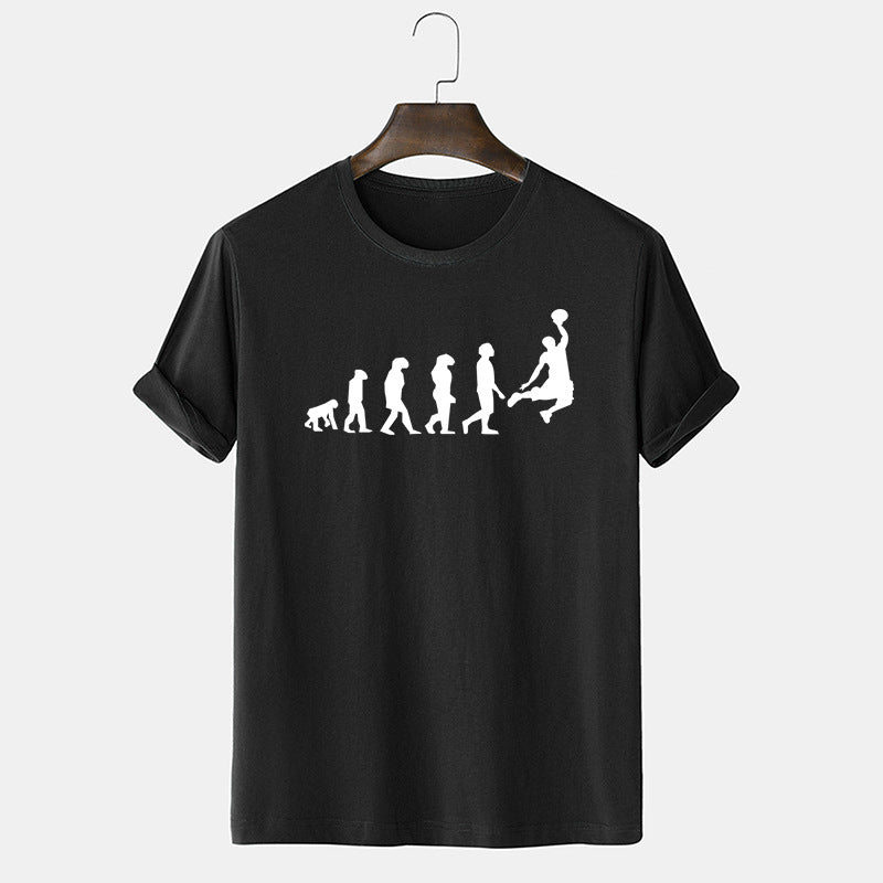 Men Basketball Oversized Tee Cool Evolution 2D Print Summer T-Shirt