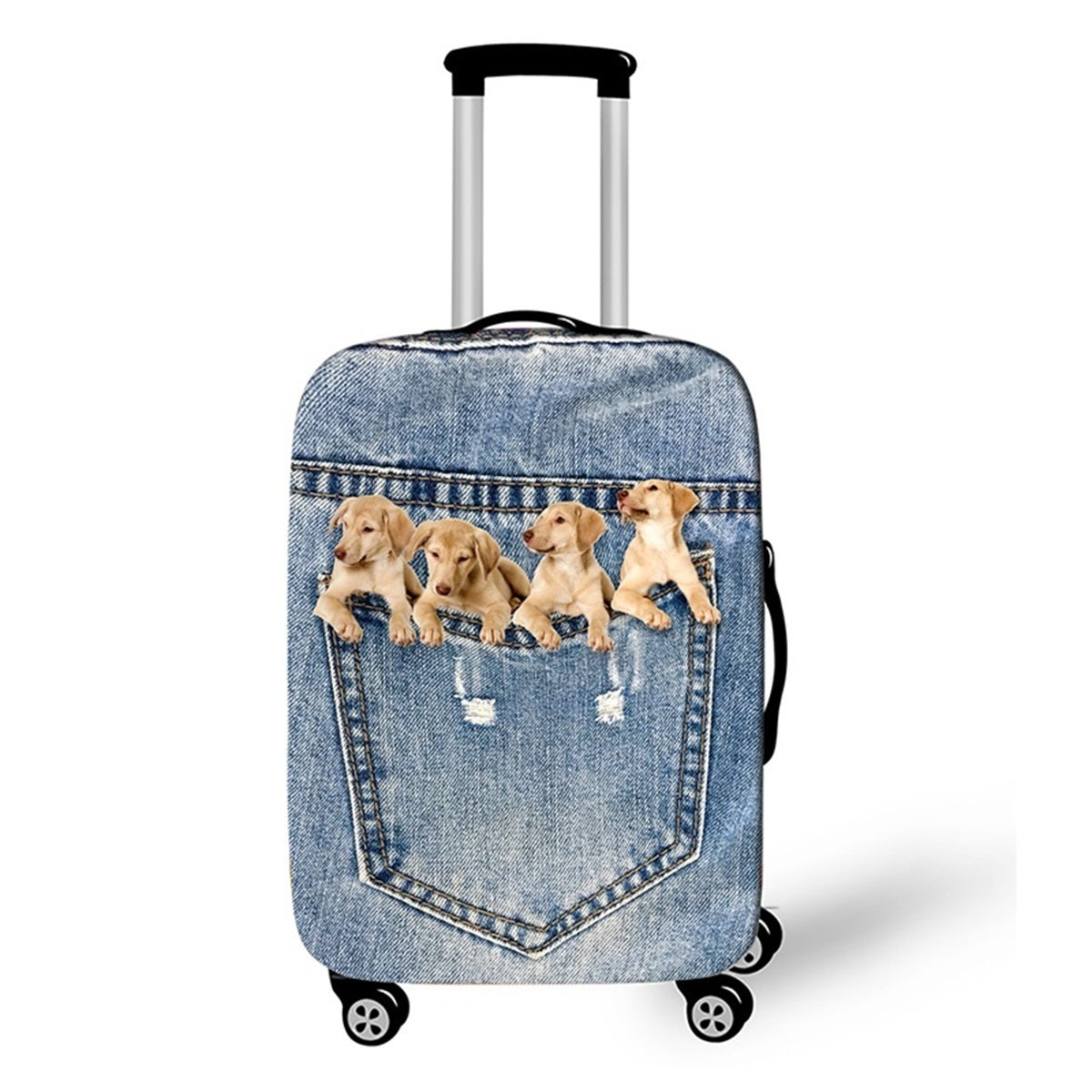 Luggage Cover Suitcase Waterproof Protector Jeans Dog and Cat Graphic Print Anti-Dust Stretchable