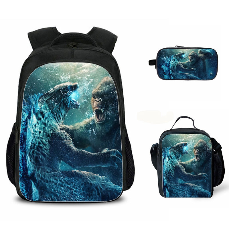 Godzilla Vs Kong Printed Student Backpack Kids School Book Bags Or Shoulder  Bag Or Pencil Bag Or Three-piece Set Children's Travelling Bag Gift