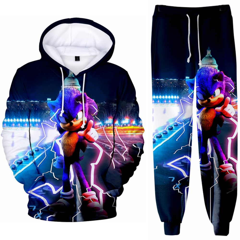 Sonic Suit 3D Hoodie and Pants Sonic The Hedgedog 2 Two Pieces Outfit Ideal Present