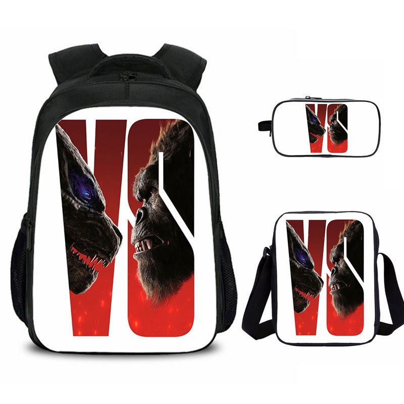 Godzilla vs Kong 3PCS Backpack with Satchel and Pencil Case Ideal Present