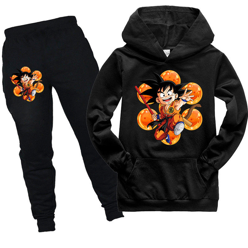 Kids Costume Dragon Ball Goku Hoodie Kangaroo Pocket and Pants