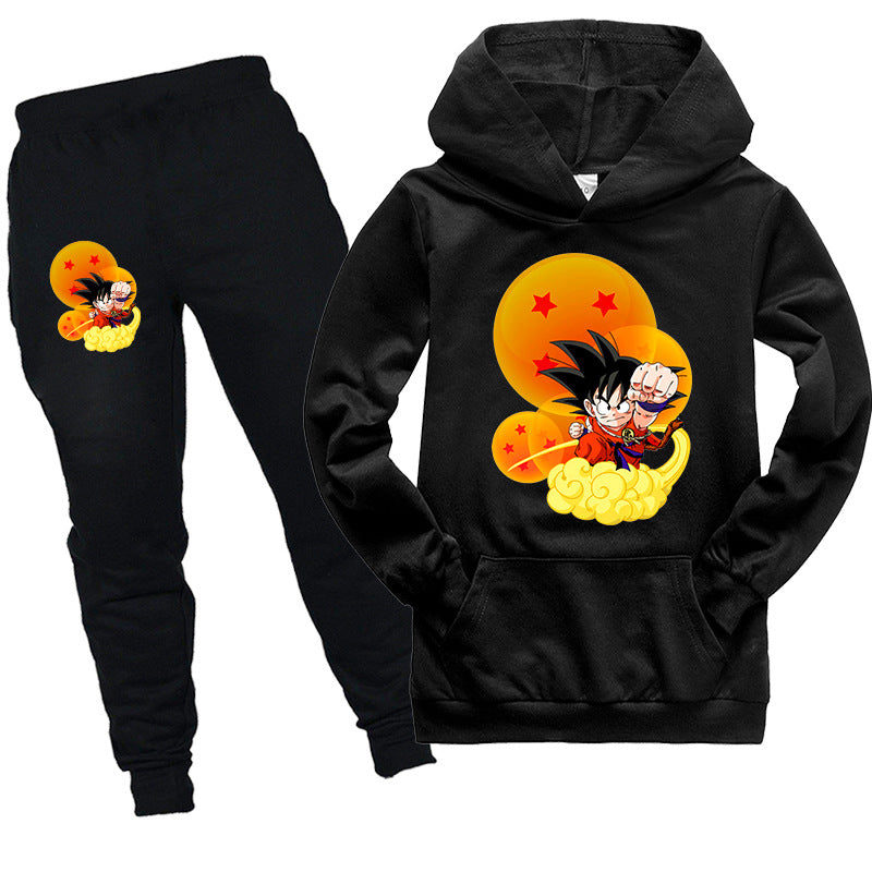 Classic Anime Dragon Ball Costume Goku Hoodie with Kangaroo Pocket and Pants for Kids
