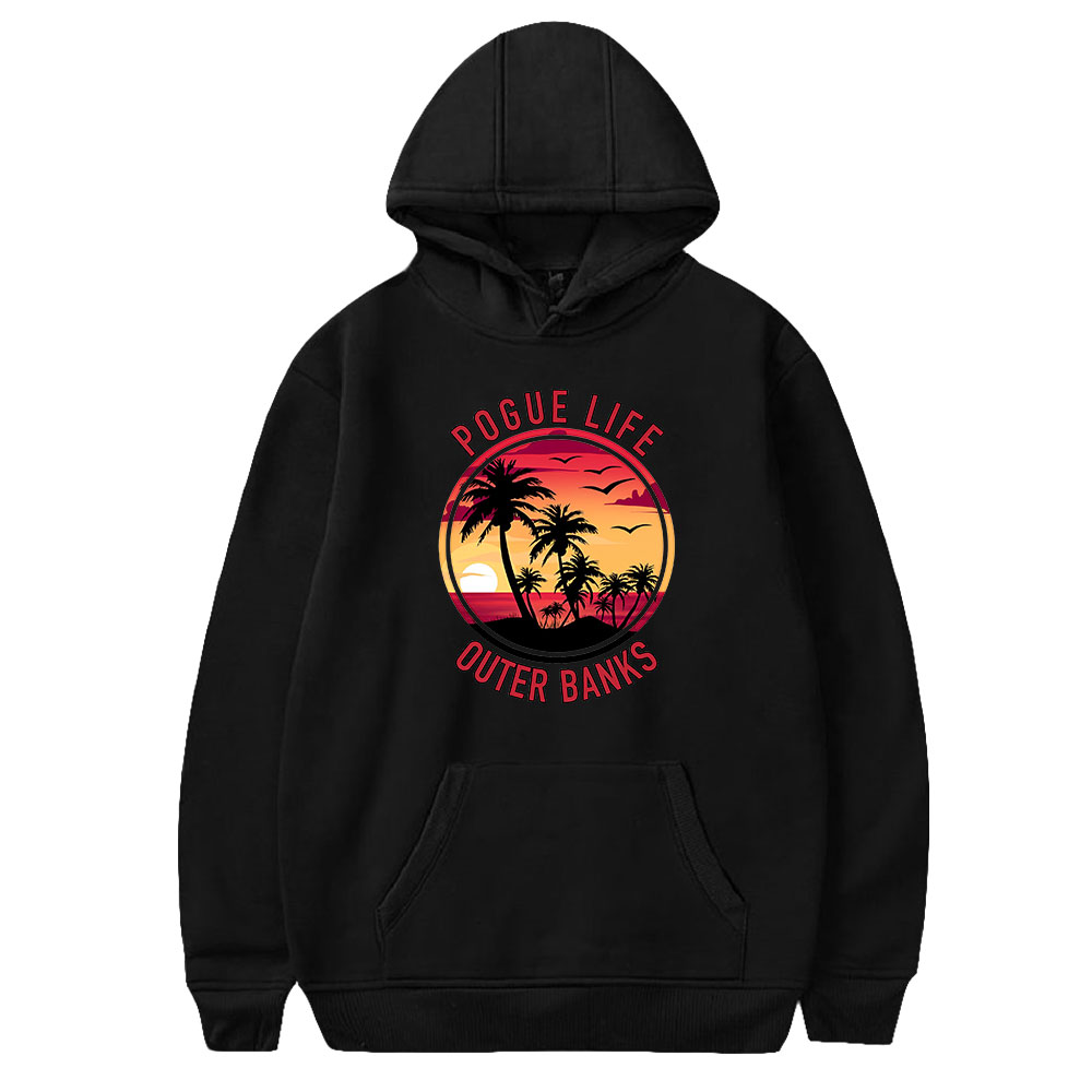 Outer Banks Beach Graphic Pogue Life Hooded Sweatshirt Long Sleeves Tops 