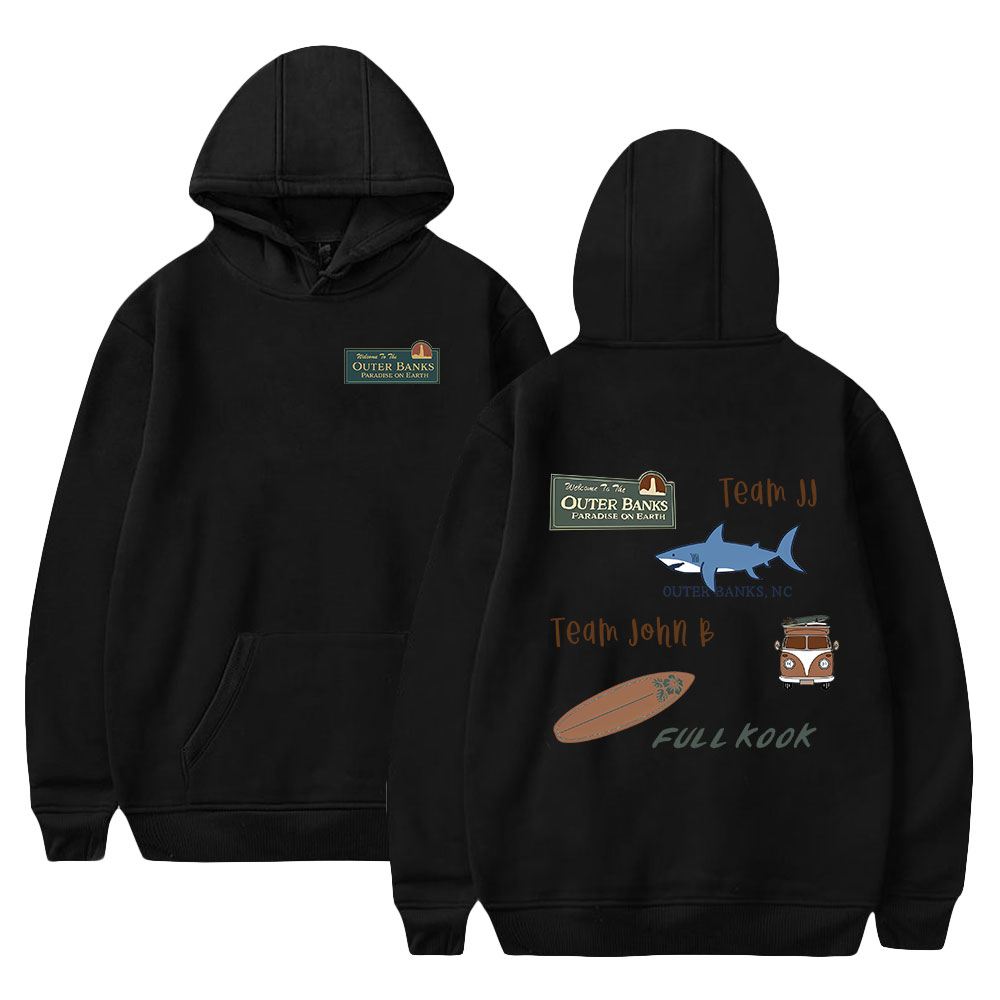 Outer Banks Graphic Double Side Print Hooded Sweatshirt Long Sleeves Tops 