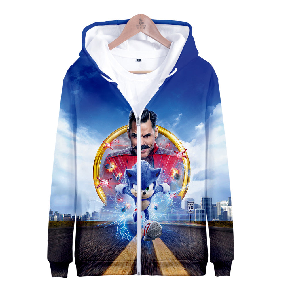 Sonic Zip Up Hoodie All Over Print Sonic Pullover 3D Clothing Ideal Present