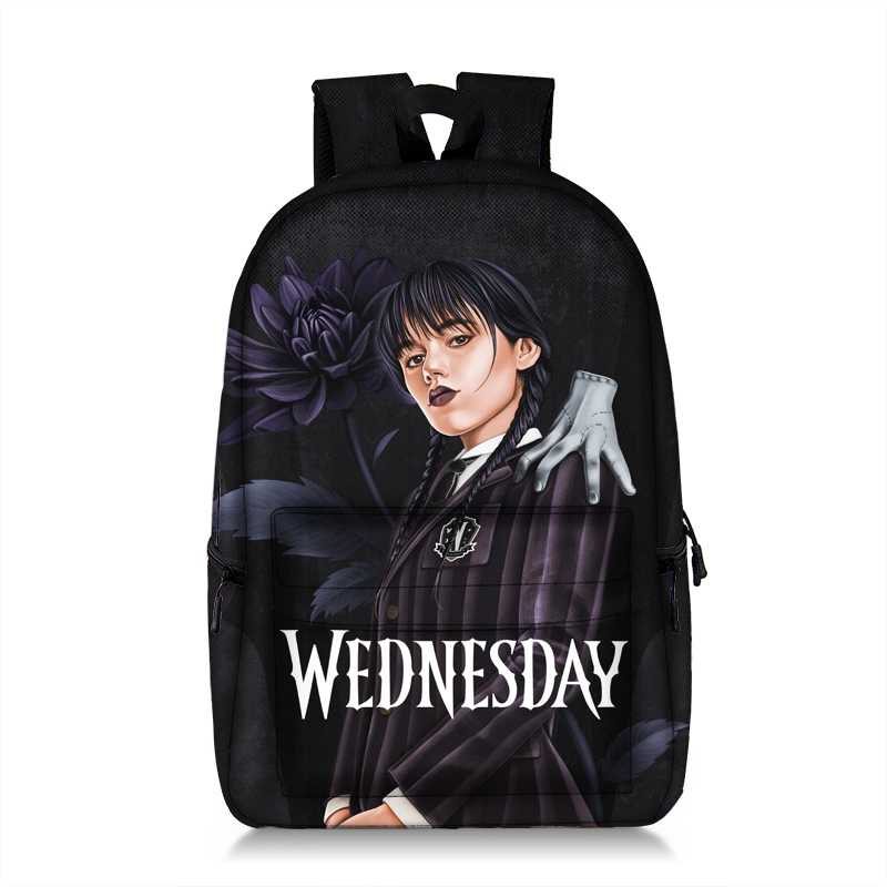 Wednesday Addams Backpack Kids 17" School Bag All Over Print Trending Merch