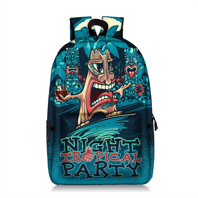 Tiki Backpack Kids 17" School Bag Allover Print School Backpack 