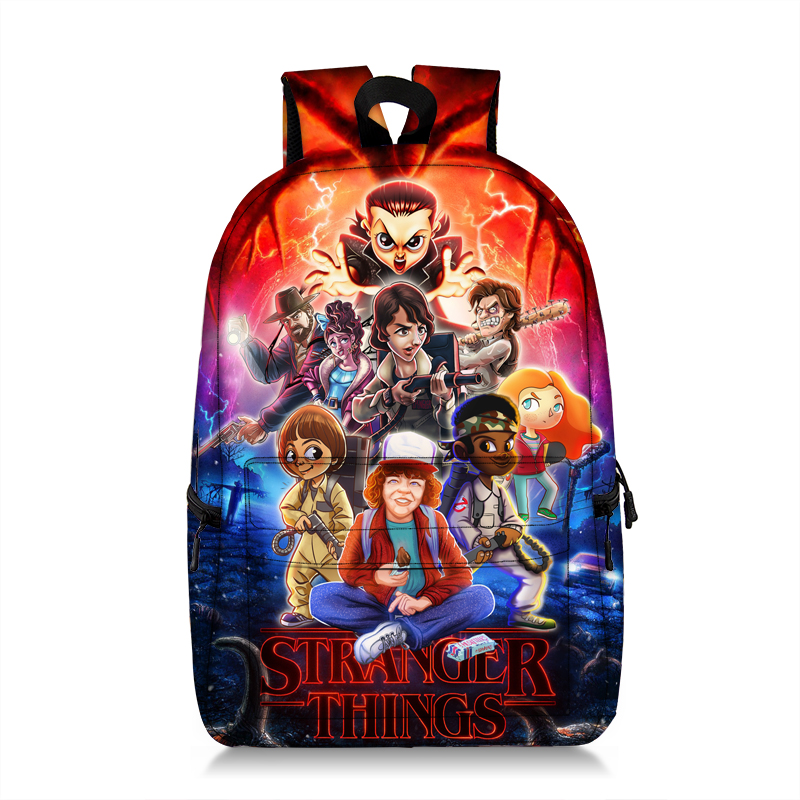 Stranger Things Backpack Kids 17" School Bag Allover Print Backpack Trending Merch