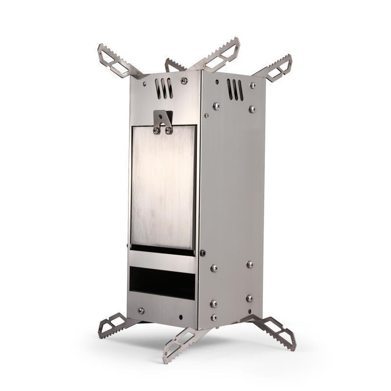 Small stainless steel folding rocket furnace