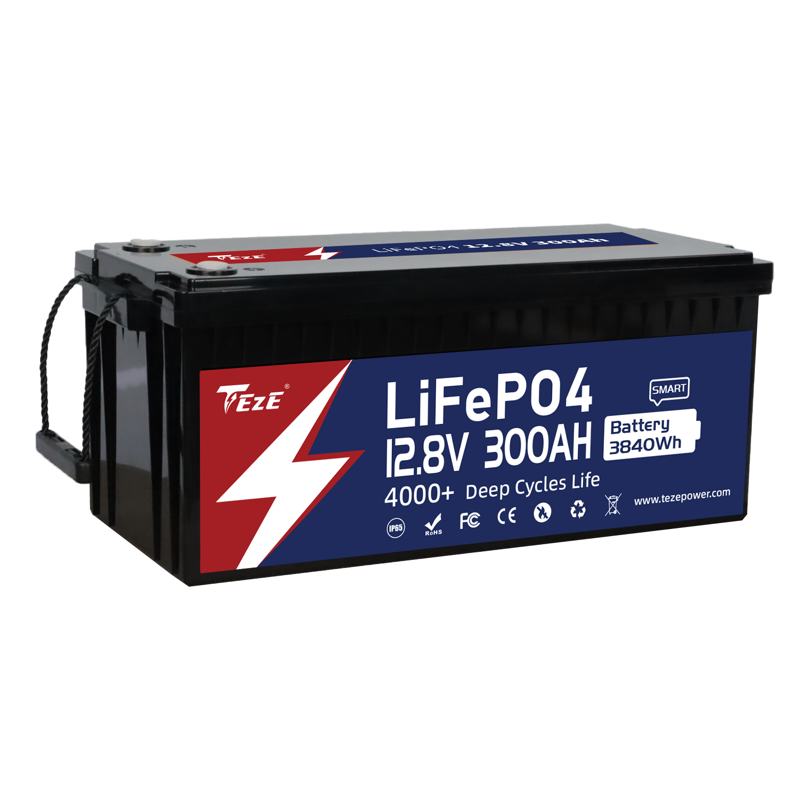 Deep Cycle LFP 12 Volt Lithium Ion Battery 300 Ah LiFePO4 Power Pack with  BMS